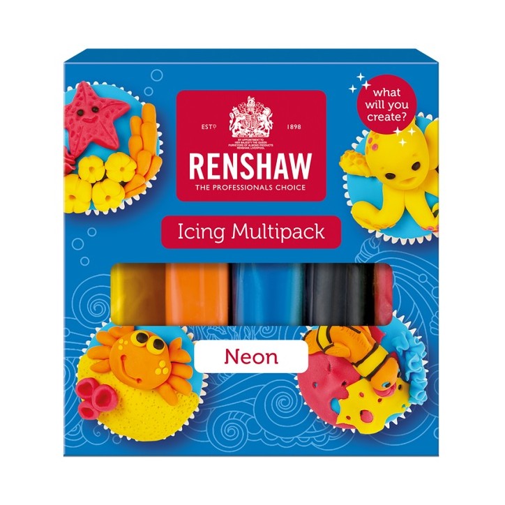 Renshaw Neon Fondant Set 5x100g – Bunte Rollfondant Farben Renshaw Neon Fondant Set 5x100g – Bunte Rollfondant Farben