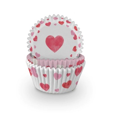 Romantic Cupcake Liners  J145 Heart Cupcake Cases - Muffin Liners Heart Print