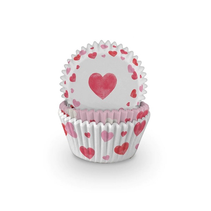 Romantic Heart Cupcake Cases – 75 Romantic Baking Cups Ø 50 x 33 mm