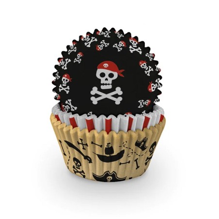 Piraten Cupcake Backförmchen - Piraten Kindergeburtstag Muffinförmchen - Piraten Schatzkarte Backförmchen