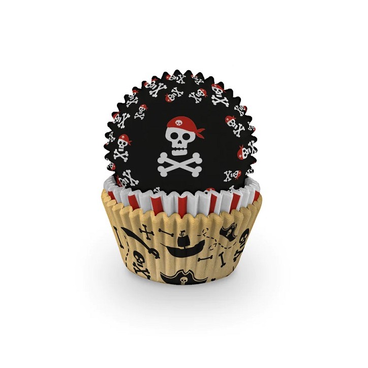 Anniversary House Pirate Cupcake Cases – 75 Treasure Map Wrappers Ø 50 x 33 mm
