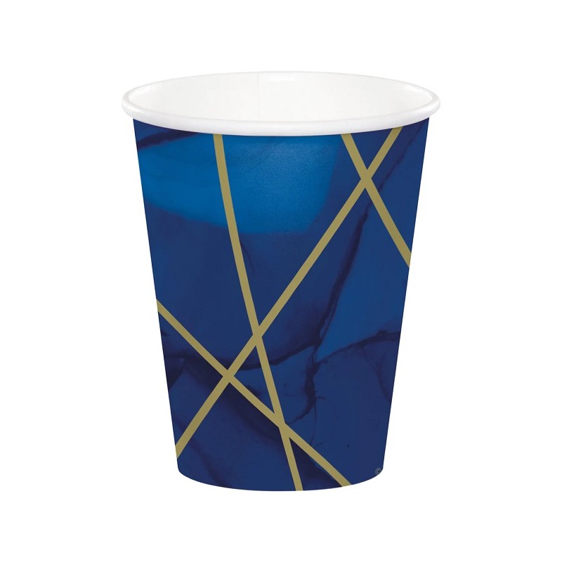 Anniversary House Navy and Gold Geode Paper Cups, 8 pcs