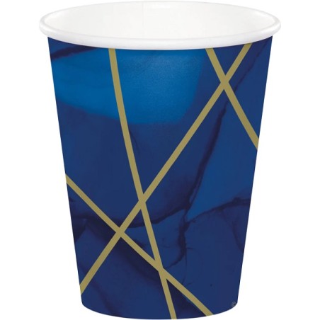Anniversary House Navy and Gold Geode Paper Cups, 8 pcs