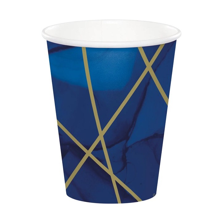 Navy Gold Pappbecher Geode 266ml – Elegante Partybecher