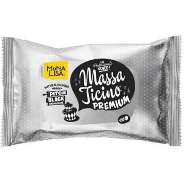Mona Lisa Pitch Black Massa Ticino Premium Sugarpaste, 250g