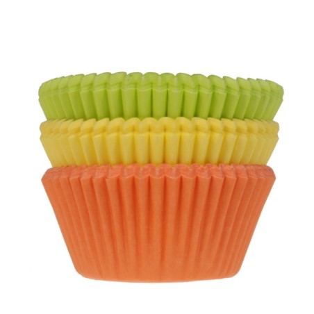 Muffinbackförmchen Sommer-Mix Orange Gelb Grün Cupcake Papierförmchen