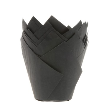 Muffin Papierförmchen Tulip Style - Muffin Tulip Wraps Schwarz BULK