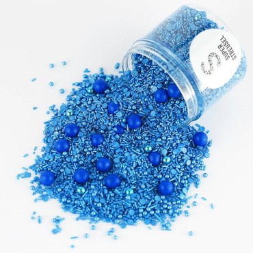 Blue Sugar Sprinkles - Blue Chocolate Pearls - Blue Superstreusel Mix
