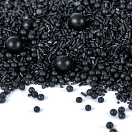Black Sprinkles - Black Medley Sugardecoration - Black Cake Decoration - Black Sugar Sprinkle