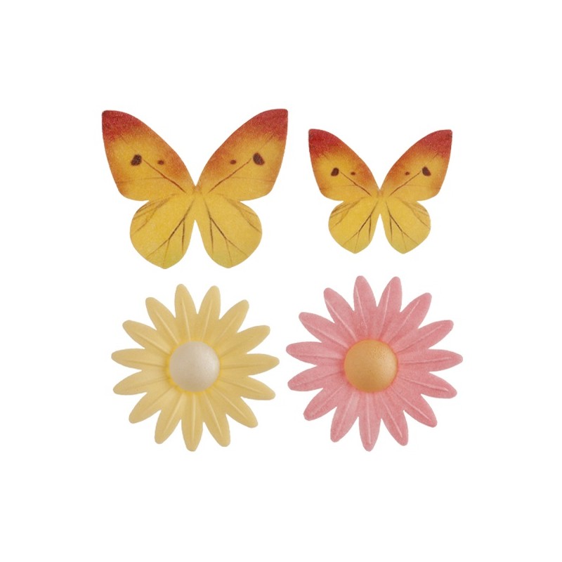 DeKora Edible Wafer Paper Daisy Flower & Butterflies 8 pcs