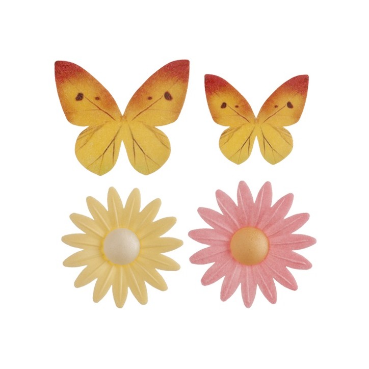 Esspapier Blumen & Schmetterlinge – Tortendeko Daisy Set - GLUTENFREI