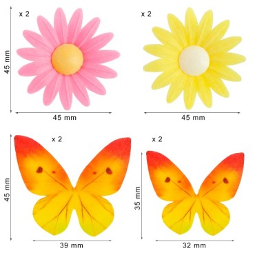 Edible Daisy Flower Cake Decor - Glutenfree Butterfly Decoration - Cake Topper Flowers