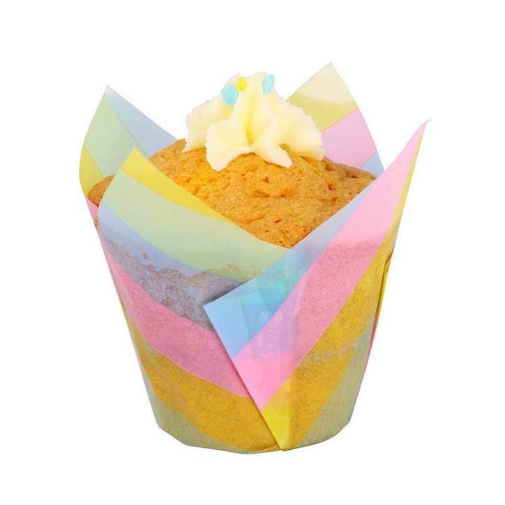 PME Tulip Muffinförmchen Rainbow Stripes – 24 bunte Tulpenförmige Backförmchen Ø 5 cm PME Tulip Muffinförmchen Rainbow Stripes – 24 bunte Tulpenförmige Backförmchen Ø 5 cm