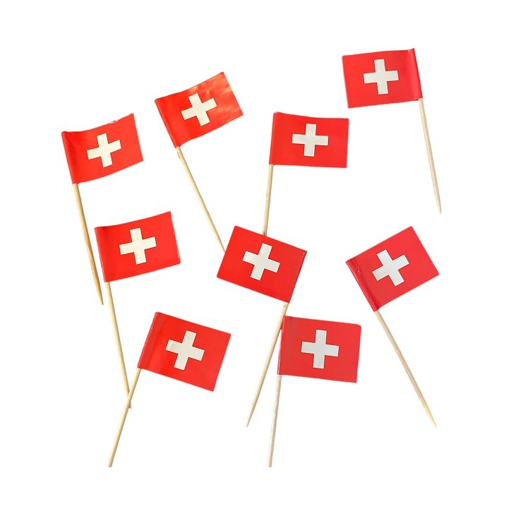 Swiss Flag Toothpick Toppers – Party Decoration 25 pcs