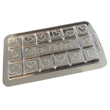 All the best Chocolate Tablet Mould - 100g Chocolate Mould Alles Liebe - PET Chocolate Mold Alles Liebe