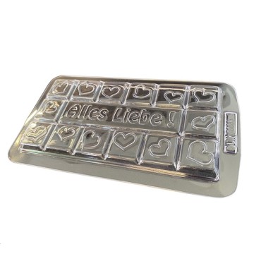 All the best Chocolate Tablet Mould - 100g Chocolate Mould Alles Liebe - PET Chocolate Mold Alles Liebe