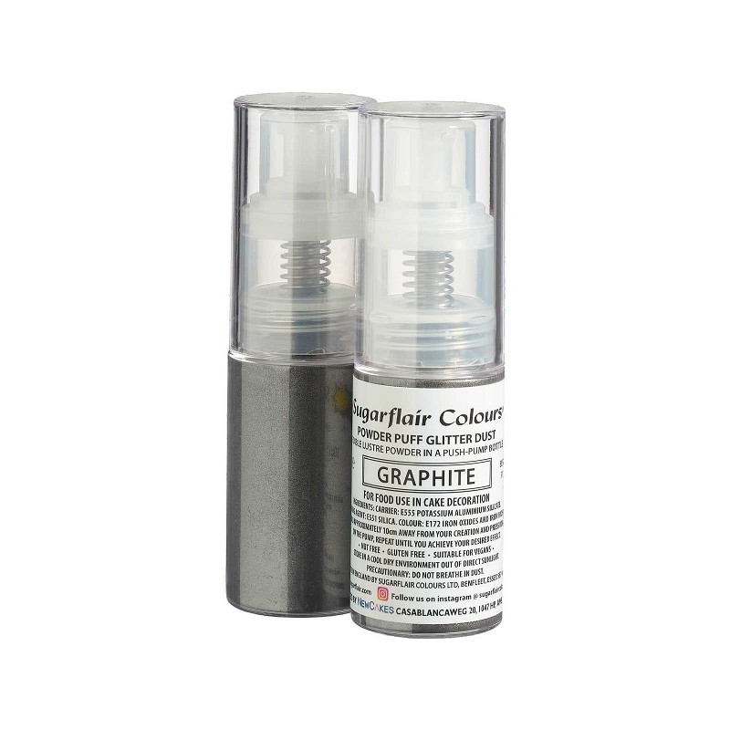 Sugarflair Graphite Powder Puff Glitter Dust Spray, 10g