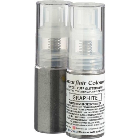 Dark Silver Edible Glitterspray - Graphite Powder Puff Glitter Dust