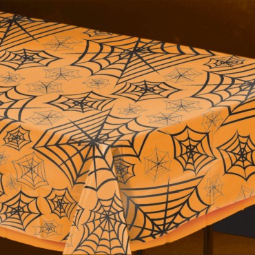 Spinnennetz Tischdecke - Halloween Tischdekoration - Plastik Tischdecke Spinne