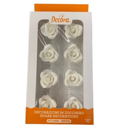 White Sugar Roses 35mm - Medium Sized Sugar Decoration Roses White