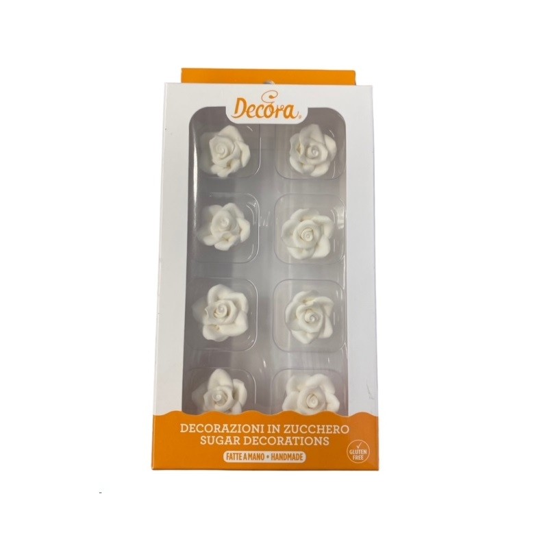 Decora 8 Sugar Roses White, 2cm