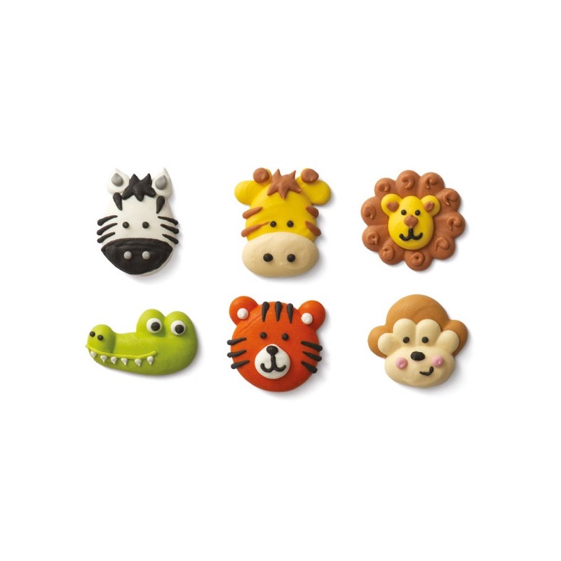 Decora Jungle Animals Sugar Decorations, 6 pcs