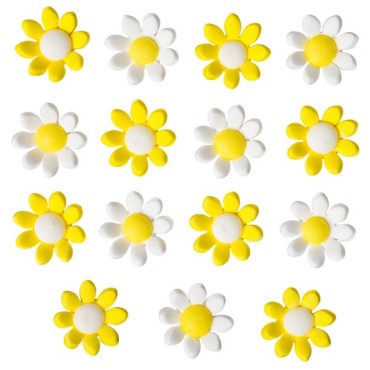 Daisy Zuckerdekor Gelb/Weiss - Zuckerblumen Margeriten - Blumen Kuchendekor