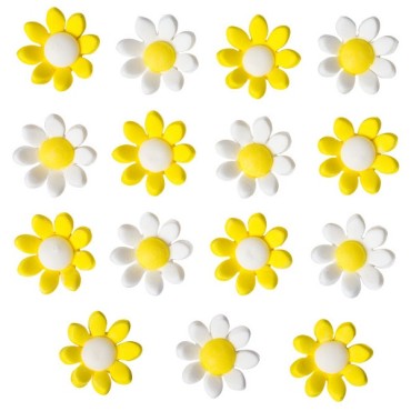 Flower Cake Decoration - Sugar Daisy White/Yellow - Cake Sprinkles Margerites