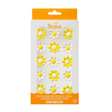 Flower Cake Decoration - Sugar Daisy White/Yellow - Cake Sprinkles Margerites