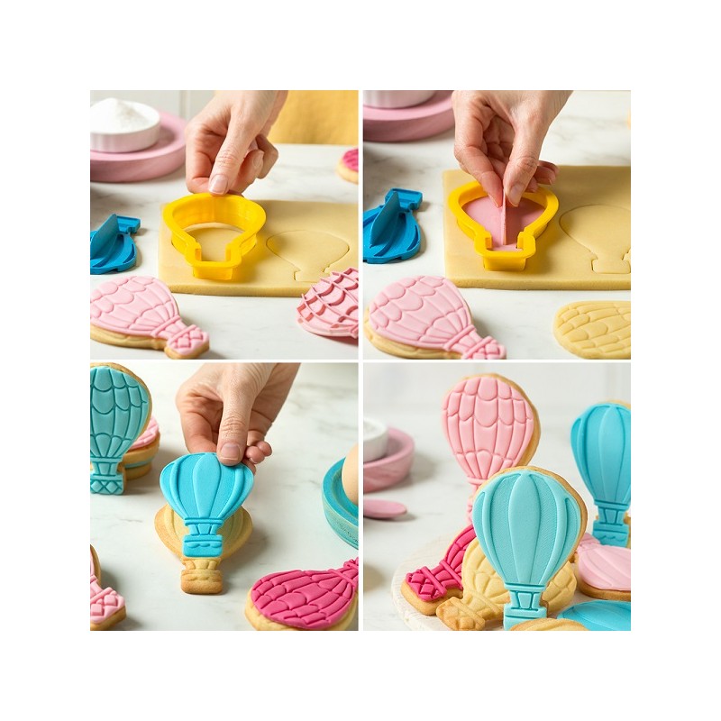 Decora Hot Air Balloon Cookie Cutter with Embosser, 3-pcs