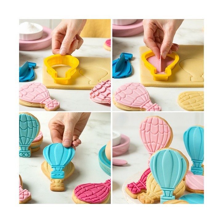 Heissluftballon Ausstecher Set mit Stempel Heissluftballon Ausstecher Set mit Stempel