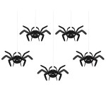 PartyDeco Halloween Hanging Spiders, 5 pcs