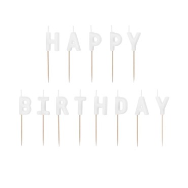 Font Candles Happy Birthday - Happy Birthday Party Candles White