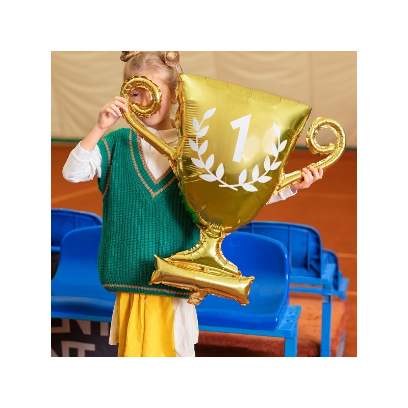 PartyDeco Gold Cup Trophy Foil Balloon, 64x61cm