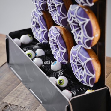 Halloween Tombstone Donut Stand with Treat Bucket and Lights