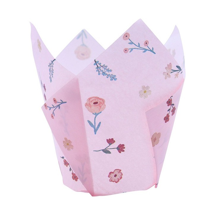 PME Tulip Muffinförmchen Rosa mit Blumen – 24 Stück in eleganter Tulpenform PME Tulip Muffinförmchen Rosa mit Blumen – 24 Stück in eleganter Tulpenform
