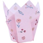 PME Tulip Baking Cups pale pink with Flowers, 24 pcs