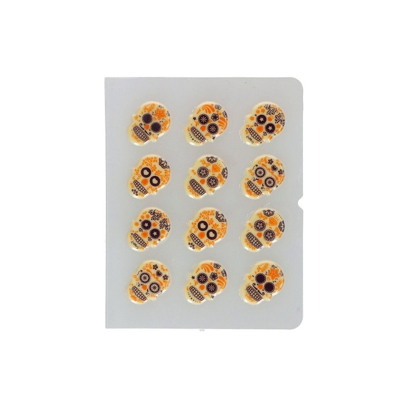 FunCakes Dia de Muertos Skull Chocolate Decoration, 12 pcs