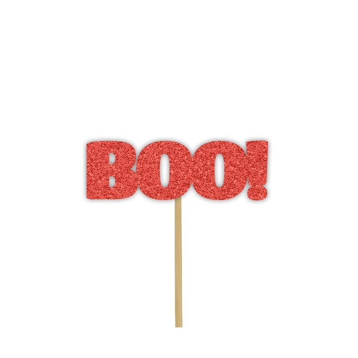 Halloween Boo Cupcake Toppers Glitter 12 pcs