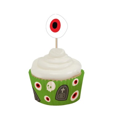 Frankenstein Cupcake Kit with Topper - Eye & Skull Cupcake Topper Halloween J212