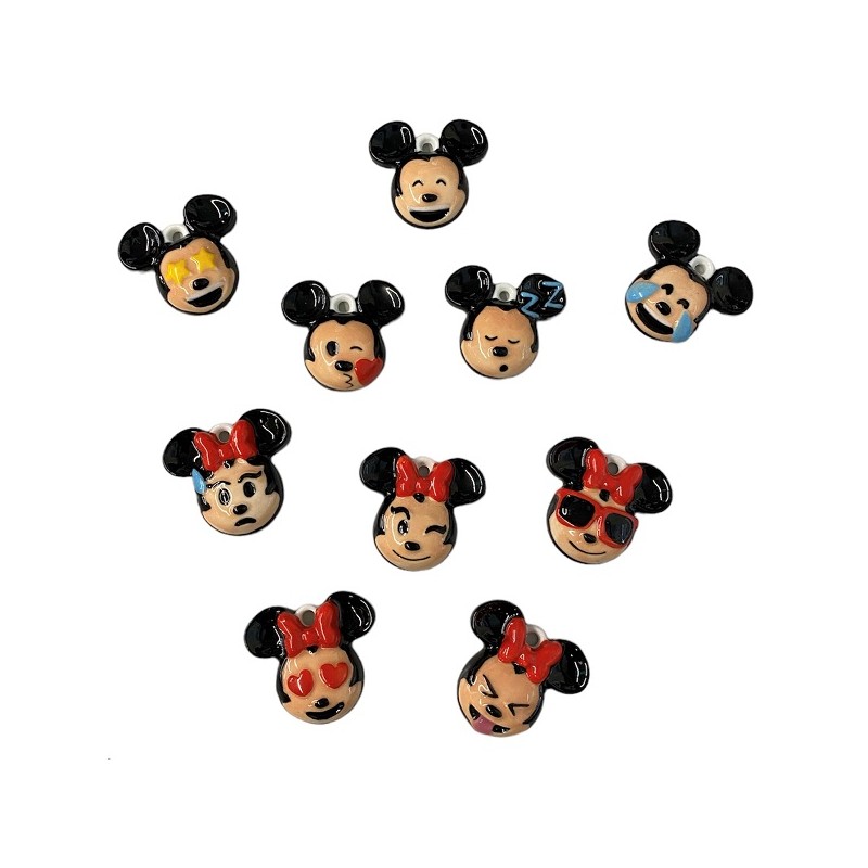 Porcelain Epiphany Figurine Mickey or Minnie Emoji Pendant, 1 pcs