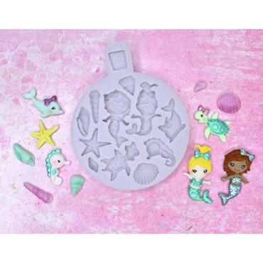 Mermaid & Friends Silicone Mould, Karen Davies Mermaid Mold - Sugarcraft Decor Mermaid