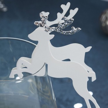 Christmas Reindeer Place Cards - Glass Hanger jumping Reindeer