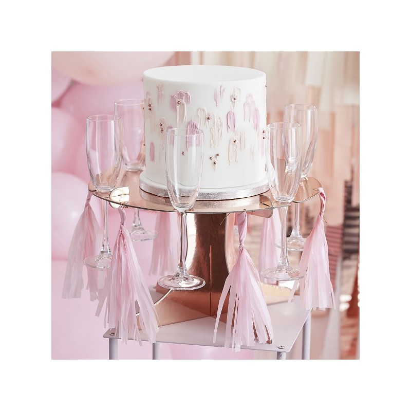 Ginger Ray Rosegold Cake and Drink stand with Tassels