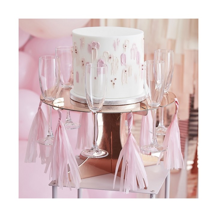 Ginger Ray Rose Gold Cake Stand with Champagne Holders – Party Decor