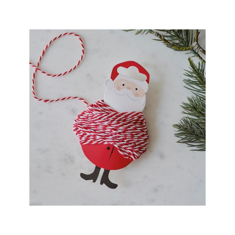 Ginger Ray Santa Christmas Red and White Twine, 10 Meter