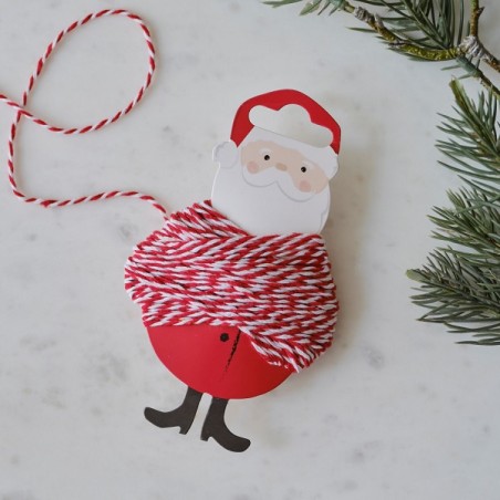 Bakers Twint  - Red And White Christmas Ribbon around Santa Character