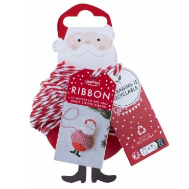 Bakers Twint  - Red And White Christmas Ribbon around Santa Character