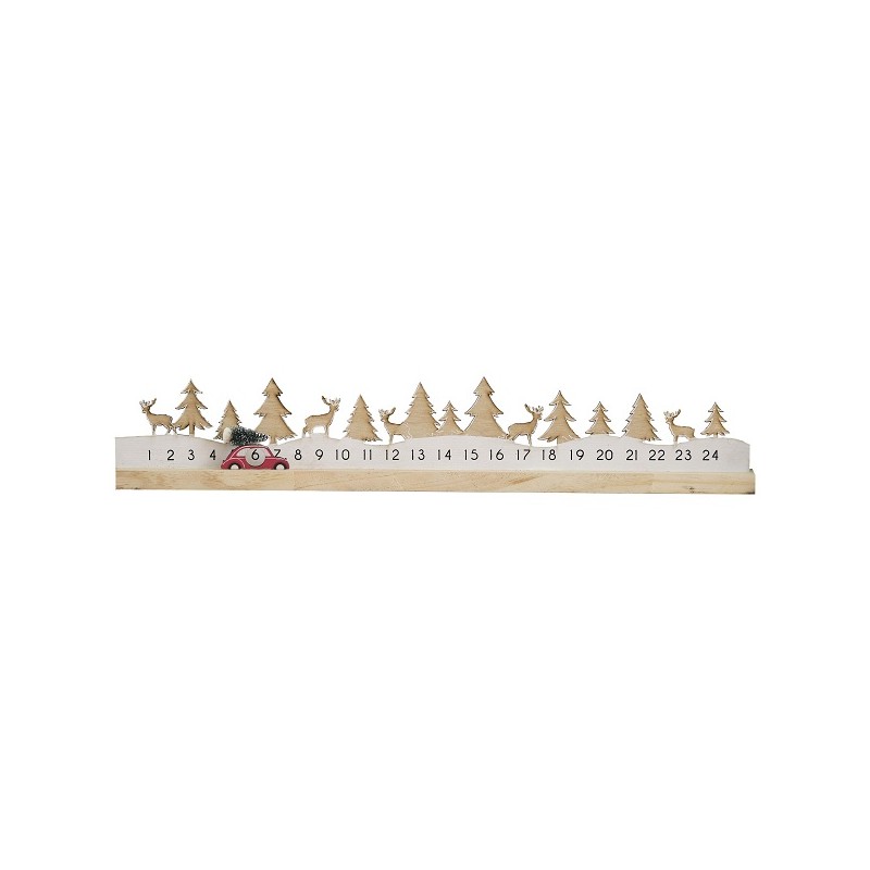 Ginger Ray Wooden Snow Scene Christmas Advent Calendar 10x64cm