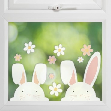 Osterfensterdekoration Peeking Bunnies